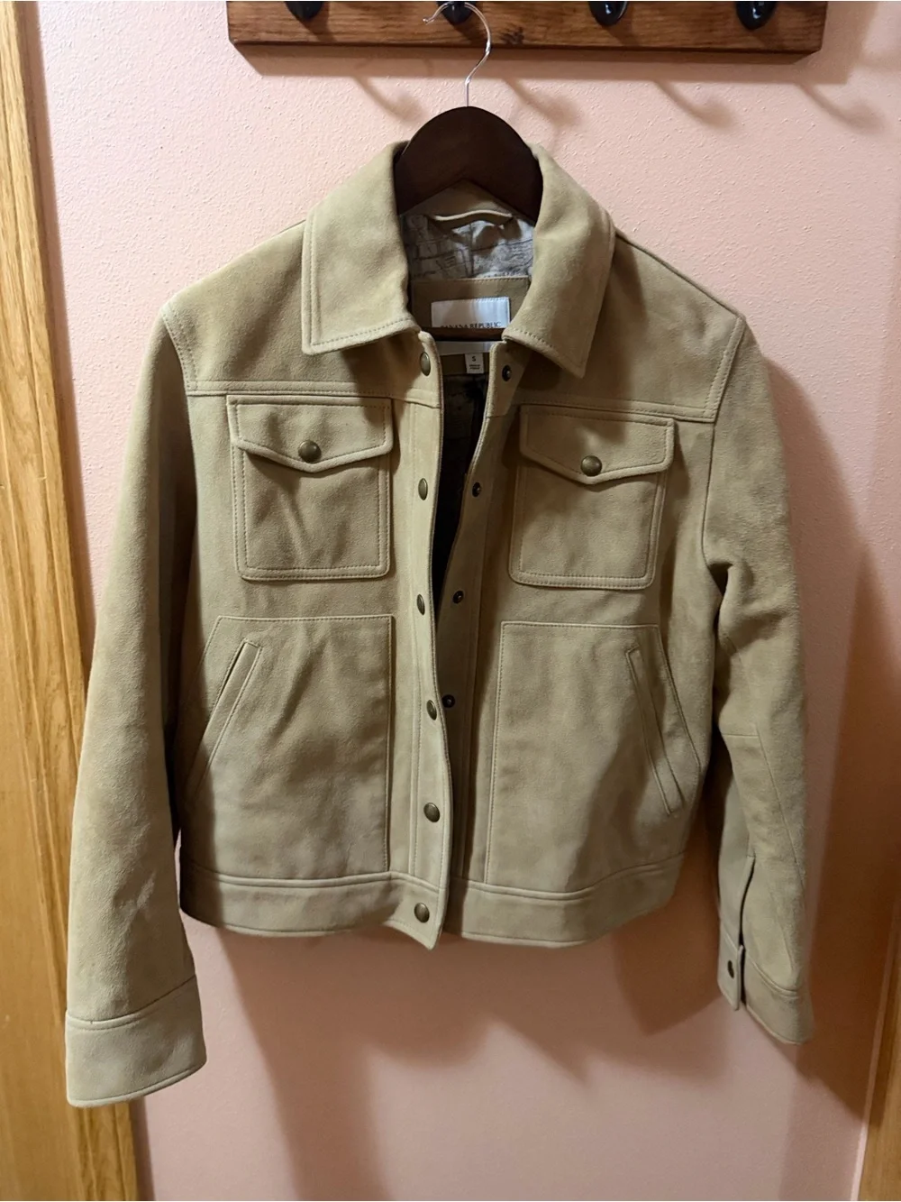 $500 NEW Banana Republic Tan Suede Trucker Jacket